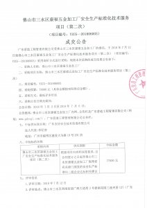 安全生产标准化技术（第二次）成交公告